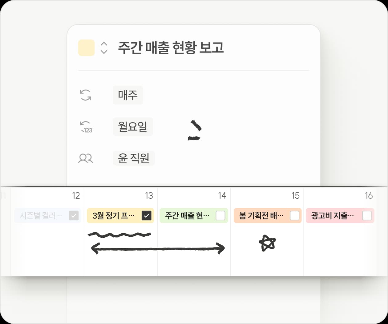 스케줄 일정 기반 업무 자동 생성 구조